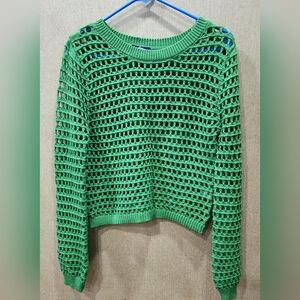Freshman 1996 Green Open-Knit Long Sleeve Sweater, Size L